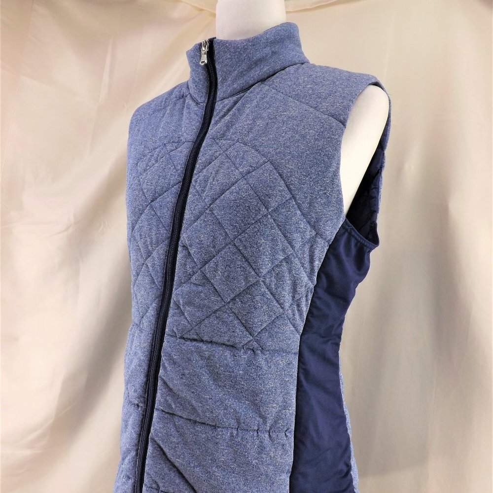 ZELOS NEW Blue Quilted Stretch Semi-Fitted w Pockets Zip Up Vest L - Picture 4 of 13